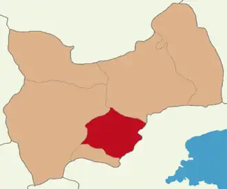 Map showing Korkut District in Muş Province