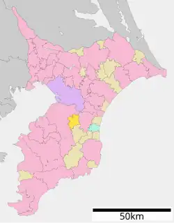 Location of Nagara in Chiba Prefecture