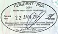 New Zealand visa stamp issued under Trans-Tasman Travel Arrangement on an Australian travel document