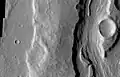 Close-up of Padus Vallis, as seen by THEMIS.  Padus Vallis is in the Memnonia quadrangle.