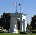 The Peace Arch at the Canada–United States border, the longest common border in the world