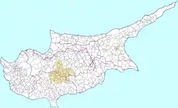 Map of Cyprus with the Pitsilia area highlighted