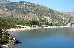 Qeparo village and the bay on the Ionian Sea