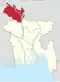 Map indicating the extent of Rangpur Division within Bangladesh