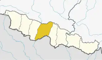 Sarlahi District (dark yellow) in Madhesh Province