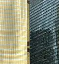 Glass facades of two skyscrapers
