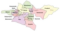 Location of Shahriar County in&nbsp;Tehran&nbsp;province (center&nbsp;left,&nbsp;purple)