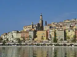 View of the Old Town of the city of Menton, on the French Riviera