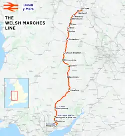 the map of the Welsh Marches line, with the area labeled