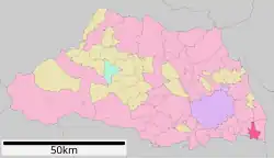 Location of Yashio in Saitama Prefecture