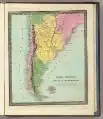 US map 1835: Chilean West-Patagonia. East-Patagonia and Tierra del Fuego are Res nullius.