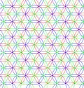 Three offset copies of the minimal covering circle pattern (left most image) make the 7-circle pattern, like this red, green, blue version.
