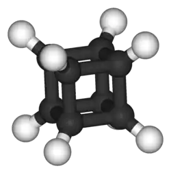 A schematic depiction of a cubane molecule