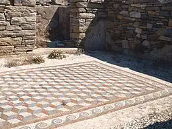 Rhombille tiling floor mosaic in Delos
