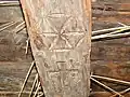 ceiling beam displayed at the Rural Architecture Museum of Sanok (Poland) dated to 1681.