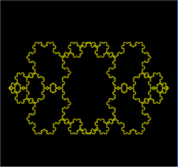 Fractal elongated Koch snowflake (Siamese) tiled with infinite copies of itself