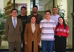 Front, from left to right: Luke Collins, Maria Aquilina (President), Giorgio Grigolo, Marietta Galea. Back, from left to right: Jamie Garzia, Alex Cordina, Dimitar Petrov