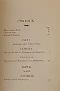 Table of contents to Science and hypothesis (1905)