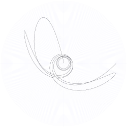 An orbit of the swinging Atwood's machine for , , and zero initial velocity.