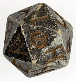Twenty-sided serpentinite die from Ptolemaic Egypt