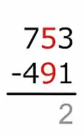 5 − 9 = ... The minuend (5) is too small!