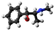 Ball-and-stick model of the (1R,2S)-ephedrine molecule