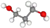 Ball and stick model of 1,3-propanediol