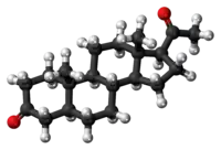 Ball-and-stick diagram of the same steroid