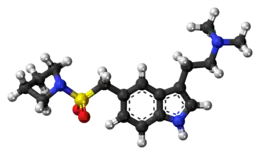 Ball-and-stick model of the almotriptan molecule