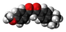 Space-filling model of the avobenzone molecule
