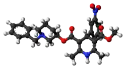 Ball-and-stick model of the benidipine molecule