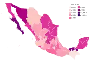 Cumulative cases per 100,000 inhabitants by state (as of August 10, 2020[update])