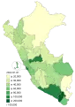 Tests made for every 100,000 inhabitants in Peru by department.