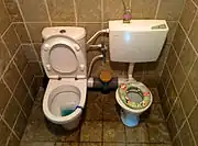 Duo toilet for child training in a banquet hall near Jerusalem, Israel