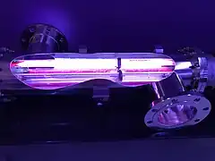 Cutaway model of UV disinfection unit