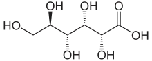 Skeletal formula of gluconic acid