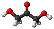 Ball-and-stick model of the dihydroxyacetone molecule