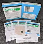 Generic estradiol (Mylan) 100 μg/day once-weekly transdermal patches.