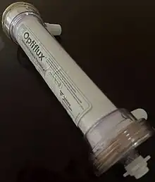 A representative hollow fiber hemodialyzer