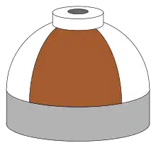 Illustration of cylinder shoulder painted in brown and white quarters