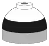 Illustration of cylinder shoulder painted in black (lower) and white (upper) bands for a mixture of oxygen and nitrogen.