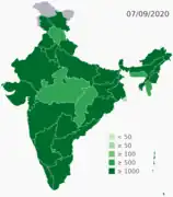Recoveries per million population by state and union territory