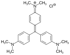 Kekulé, skeletal formula of a crystal violet minor tautomer