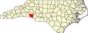 Map of North Carolina highlighting Gaston County