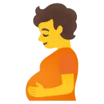 Emoji depicting a person holding their round stomach