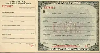 Late 1920s prescription form for medicinal liquor