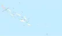 Map of Solomon Islands with mark showing location of Hele