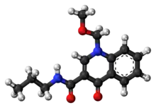 Ball-and-stick model of the terbequinil molecule