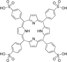 Skeletal formula of tetraphenylporphine sulfonate