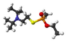 Ball and stick model of VX ((R)-phosphinate)